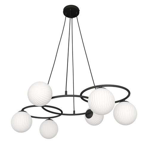 Lampa wisząca LIBRA 6 BL OPAL, design, klosz, biały, czarny