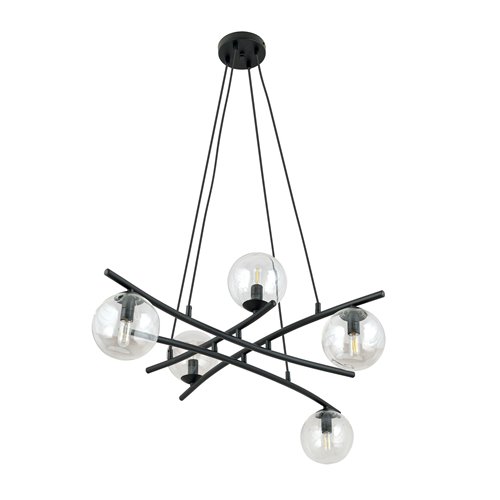 Lampa wisząca ESSA 5 TRANSPARENT kule czarna/transparent