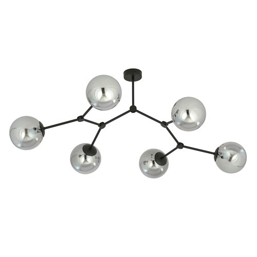 Lampa sufitowa SPACE 6 BL/GRAFIT kule klosze czarna/grafit
