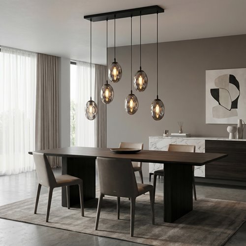 Lampa wisząca ASTRAL 6 BL GRAFIT desing klosze czarny/grafit