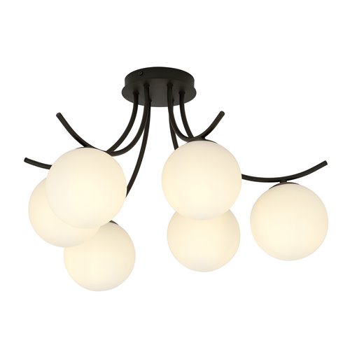 Lampa sufitowa BOSTON 6 BLACK/OPAL nowoczesna czarna/biała