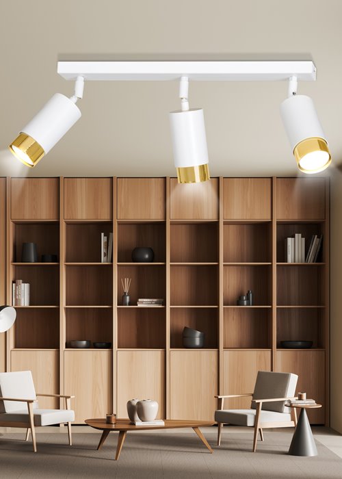 Lampa sufitowa HIRO 3 WH/GOLD tuby, metal, biało/złota