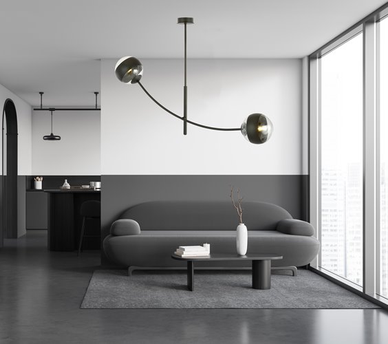 Lampa sufitowa HUNTER 2 BLACK/STRIPE czarna/transparent