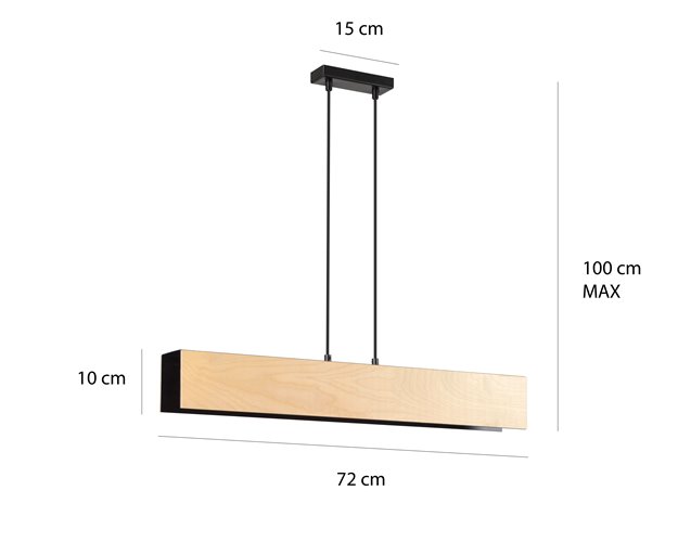 Lampa wisząca CARLO 3 BLACK skandynawska, drewno, czarna