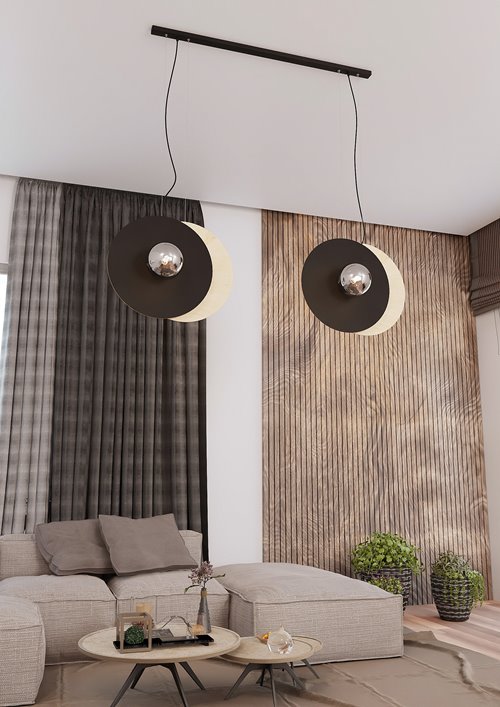 Lampa wisząca SOHO 4 BL GRAFIT designerska, drewno, klosze
