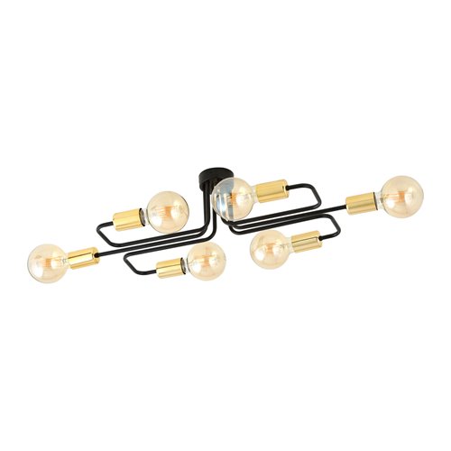 Lampa sufitowa VEKEN 6A GOLD plafon loft czarny/złoty