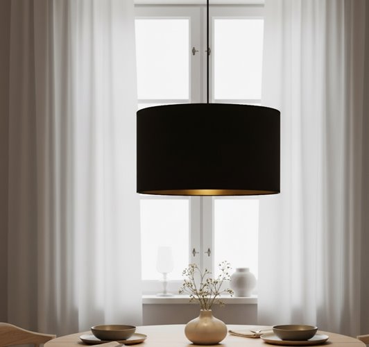 Lampa wisząca HILDE 1 BL BLACK abażur welur czarny
