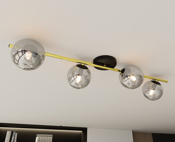 Lampa sufitowa SPLENDI 4 BL GRAFI plafon czarna/złota/grafit