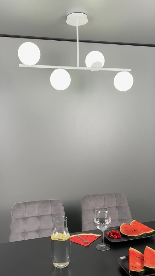 Lampa sufitowa BIOR 4 WHITE klasyczna, klosz, biała