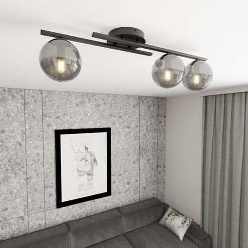 Lampa sufitowa KAIRO 3 BL GRAFIT plafon, klosz, czarna