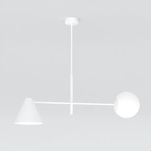 Żyrandol HERMES 2 WHITE nowoczesny, biały, klosz, salon