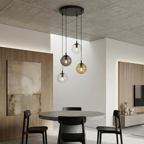 Lampa wisząca COSMO 4 BL PREMIUM MIX loft, klosze kolor mix