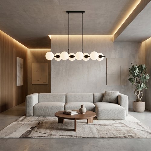 Lampa wisząca RORY 8 BLACK/OPAL loft, czarna, klosz