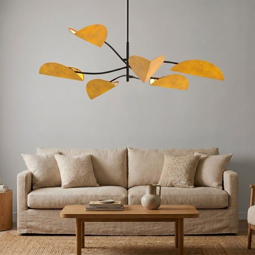 Lampa sufitowa LOTUS 6 BL MUSTARD abażury, pomarańczowa