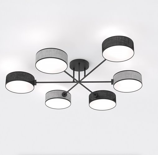 Lampa sufitowa MAGA 6 MIX2 plafon, szara, abażur