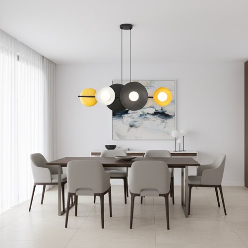 Lampa wisząca VOLUM 6 BL MIX loft, czarna, metal
