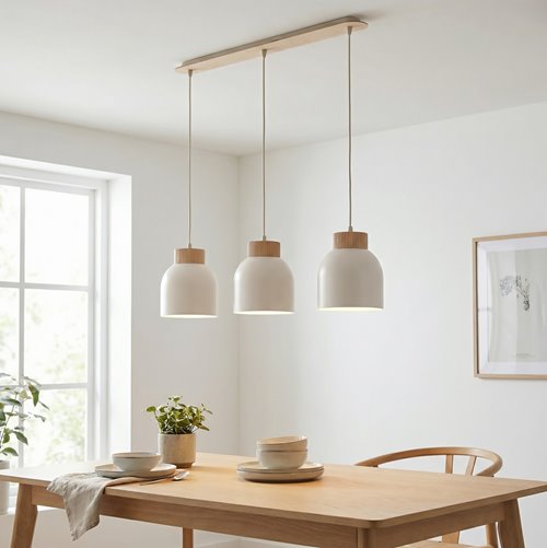 Lampa wisząca VIGO 3 WHITE nowoczesna, biała, metal, drewno