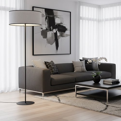 Lampa podłogowa ECO LP1 GRAY klasyczna, szara, abażur