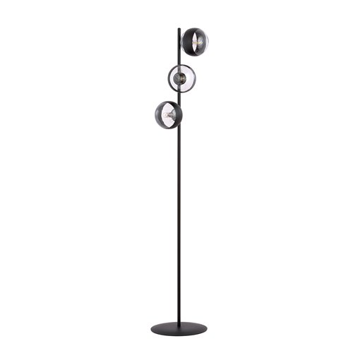 Lampa podłogowa ROSSI LP3 STRIPE szklany klosz, czarna
