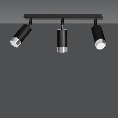 Lampa sufitowa HIRO 3 BL/CHROME tuby, metal, czarny/chrom