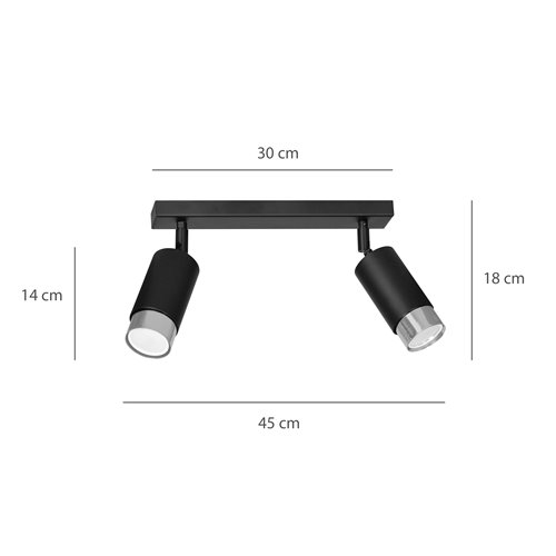 Lampa sufitowa HIRO 2 BL/CHROME tuby, metal, czarny/chrom