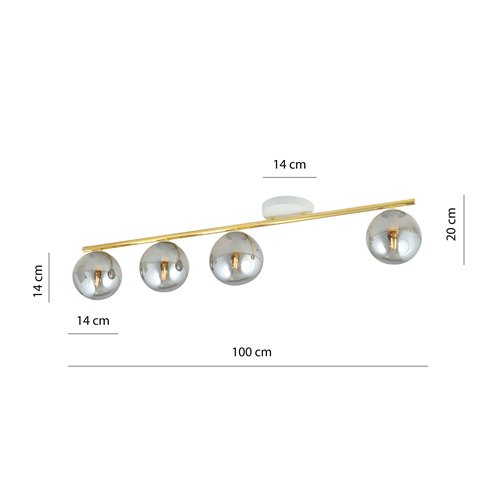 Lampa sufitowa MONZA 4 WH GRAFIT plafon biała/złota/grafit