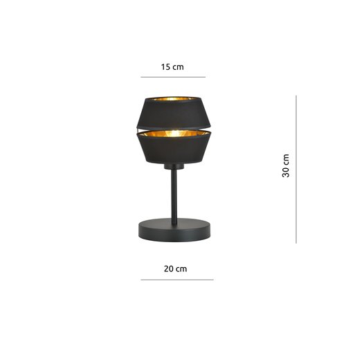 Lampka nocna PIANO LN BLACK/GOLD abażur welur czarna/złota