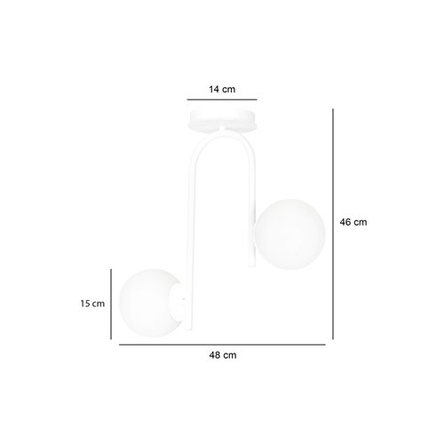 Lampa sufitowa KALF 2 WHITE klasyczna, klosz, biała
