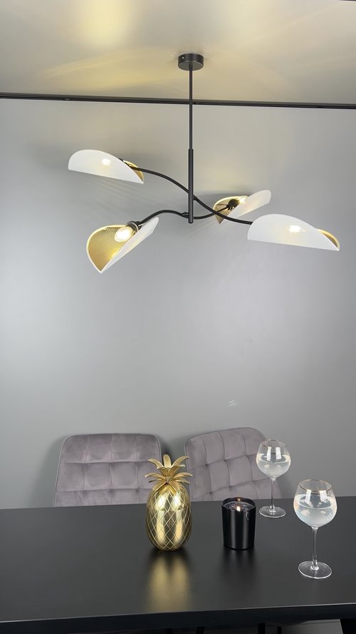 Lampa sufitowa LOTUS 4 BLACK/GOLD abażury czarna/złota