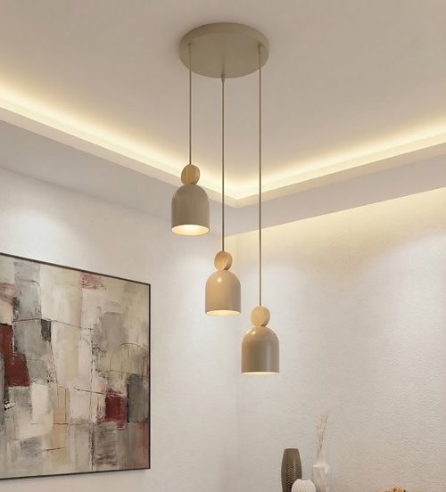 Lampa wisząca MESI 3PREM MOKKA nowoczesna, beżowa, metal