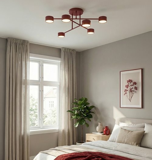 Lampa sufitowa HALO 6 BURGUNDY minimalistyczna, metal