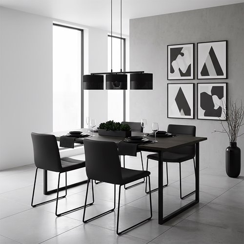 Lampa wisząca KARBON 3 BLACK klasyczna, abażur, czarna