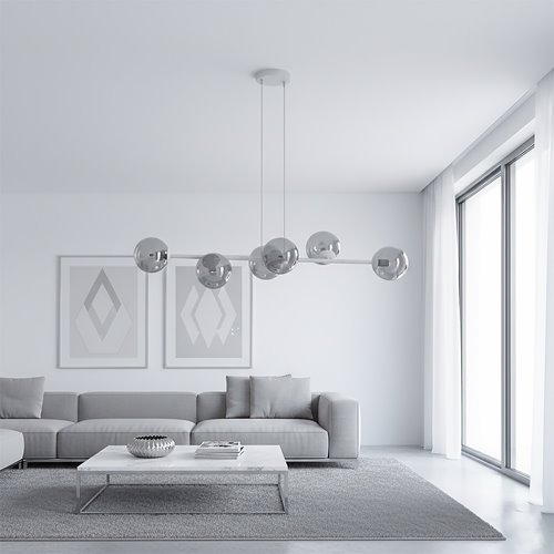 Lampa wisząca MAGNUS 6 GRAY GRAFIT nowoczesna, klosz, szara