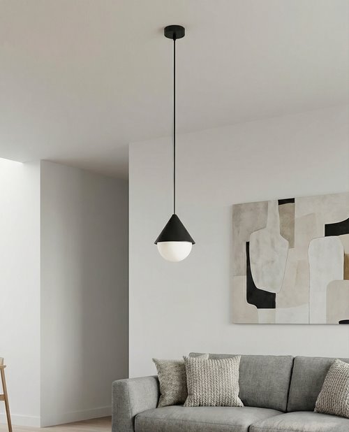 Lampa wisząca GIRO 1 BLACK nowoczesna, czarna, metal