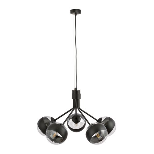 Lampa wisząca NOVA 5 BL/STRIPE klosze czarna/transparent