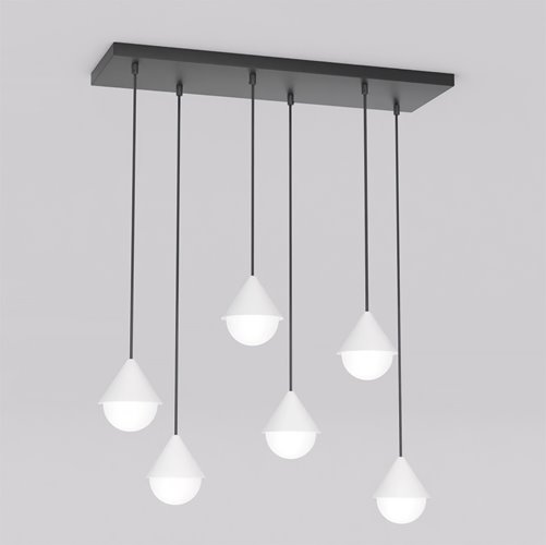 Lampa wisząca GIRO 6 BL WHITE nowoczesna, czarna biała metal