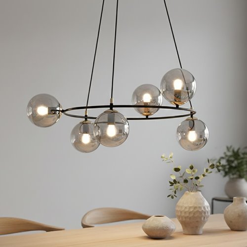 Lampa wisząca AZURA 6 BL GRAFIT wyjątkowa, nowoczesna, szkło