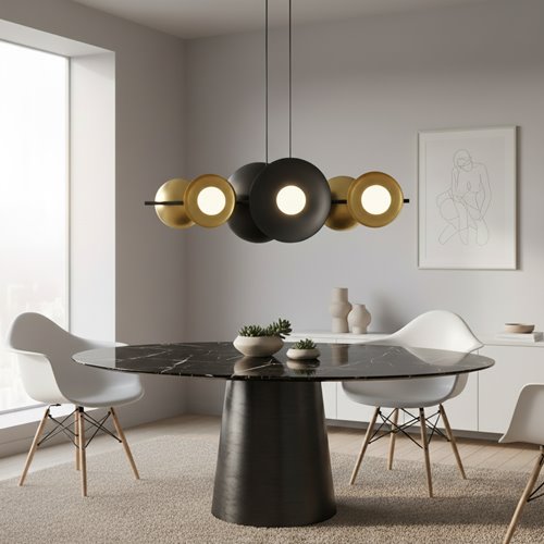 Lampa wisząca VOLUM 6 BL GOLD loft, złota, metal