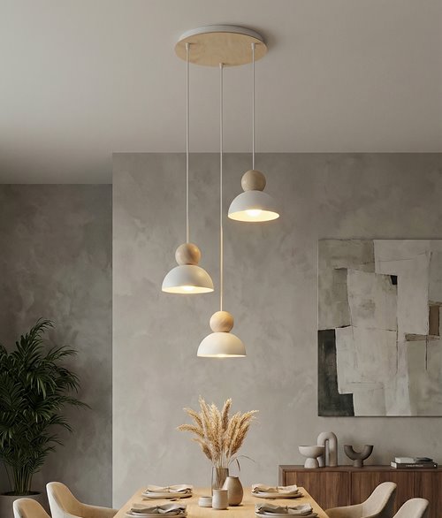 Lampa wisząca KAKI 3PREM WHITE nowoczesna, biała, metal