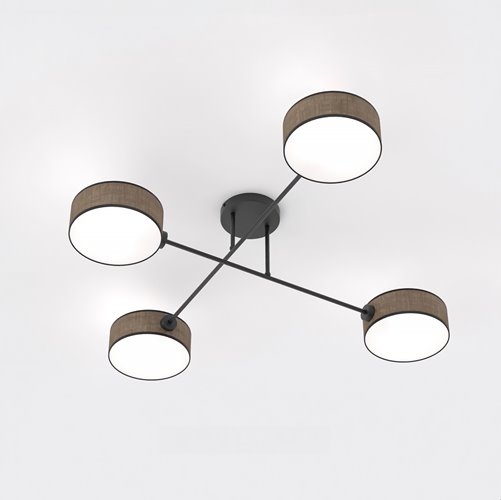 Lampa sufitowa MAGA 4 BROWN plafon, brązowa, abażur