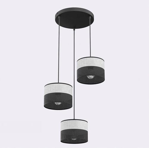 Lampa wisząca KARBON 3 BL GRAY PREMIUM abażur, szara