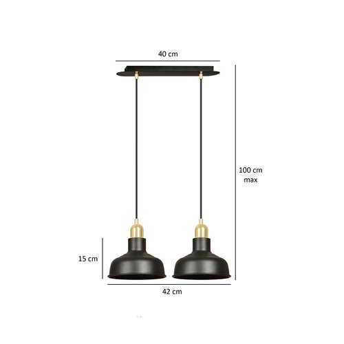 Lampa wisząca IBOR 2 BLACK wyjątkowa regulowana czarno/złota