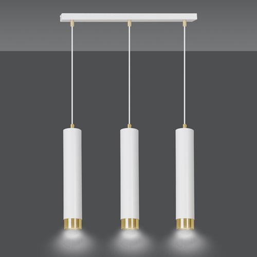 Lampa wisząca KIBO 3 WH/GOLD nowoczesna, tuby, biało/złota