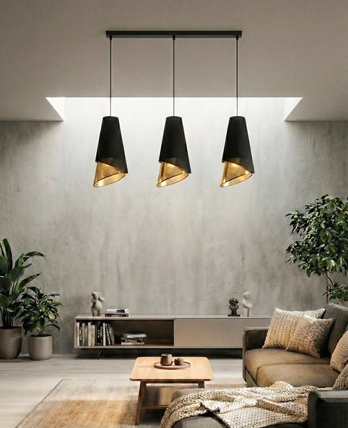 Lampa wisząca MODA 3 BL GOLD LOFT nowoczesna, abażur