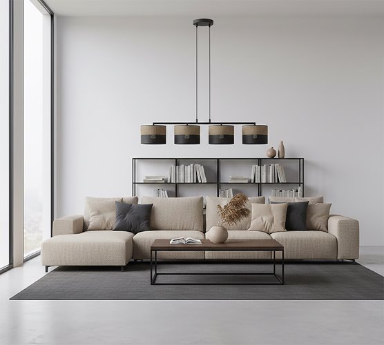 Lampa wisząca KARBON 4 BL BROWN klasyczna, abażur, brązowa