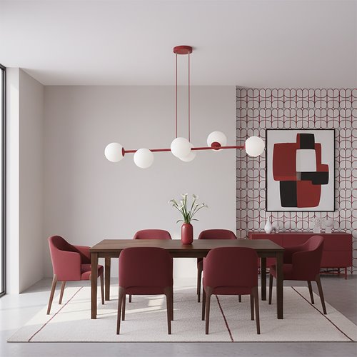 Lampa wisząca MAGNUS 6 BURGUNDY OPAL nowoczesna, klosz