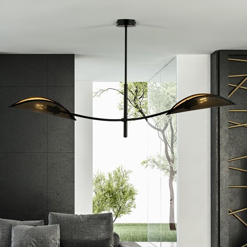 Lampa sufitowa LOTUS 2 BLACK/GOLD abażury czarna/złota