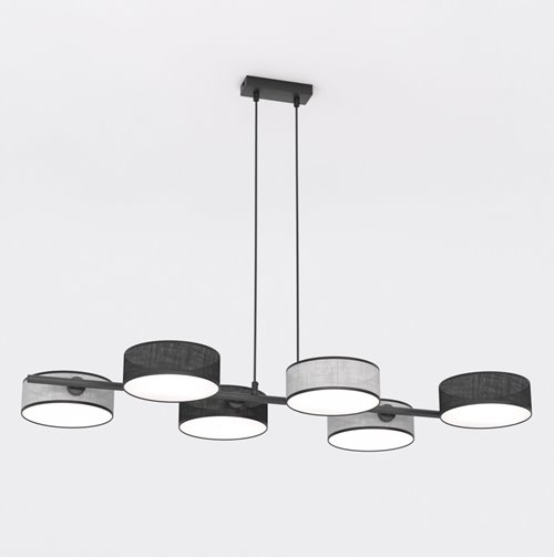Lampa wisząca DRUMZ 6 MIX2 nowoczesna, szara, abażury