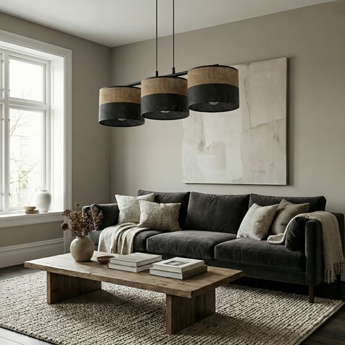 Lampa wisząca KARBON 3 BL BROWN klasyczna, abażur, brązowa