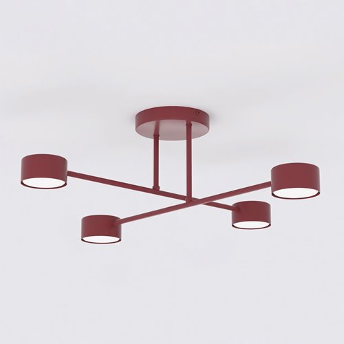 Lampa sufitowa HALO 4 BURGUNDY minimalistyczna, metal